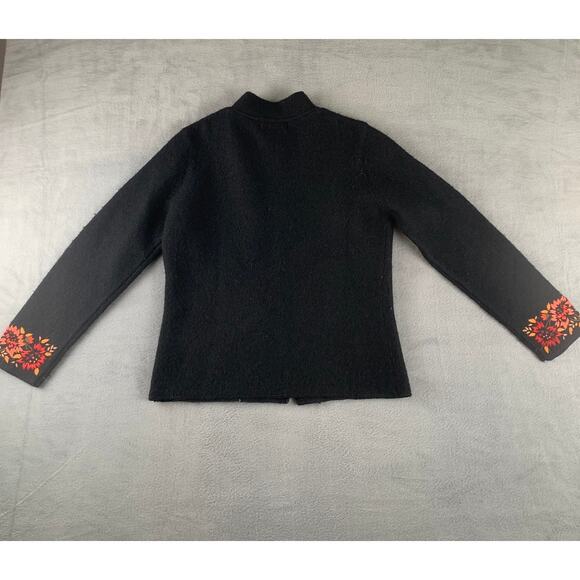 Sarah Spencer Wool Embroidered Floral Jacket Black Boho Cottagecore PS - Picture 2 of 6